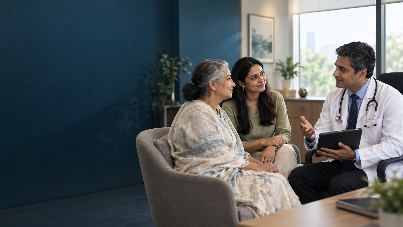 AMR care specialist and doctor discussing treatment options with a patient